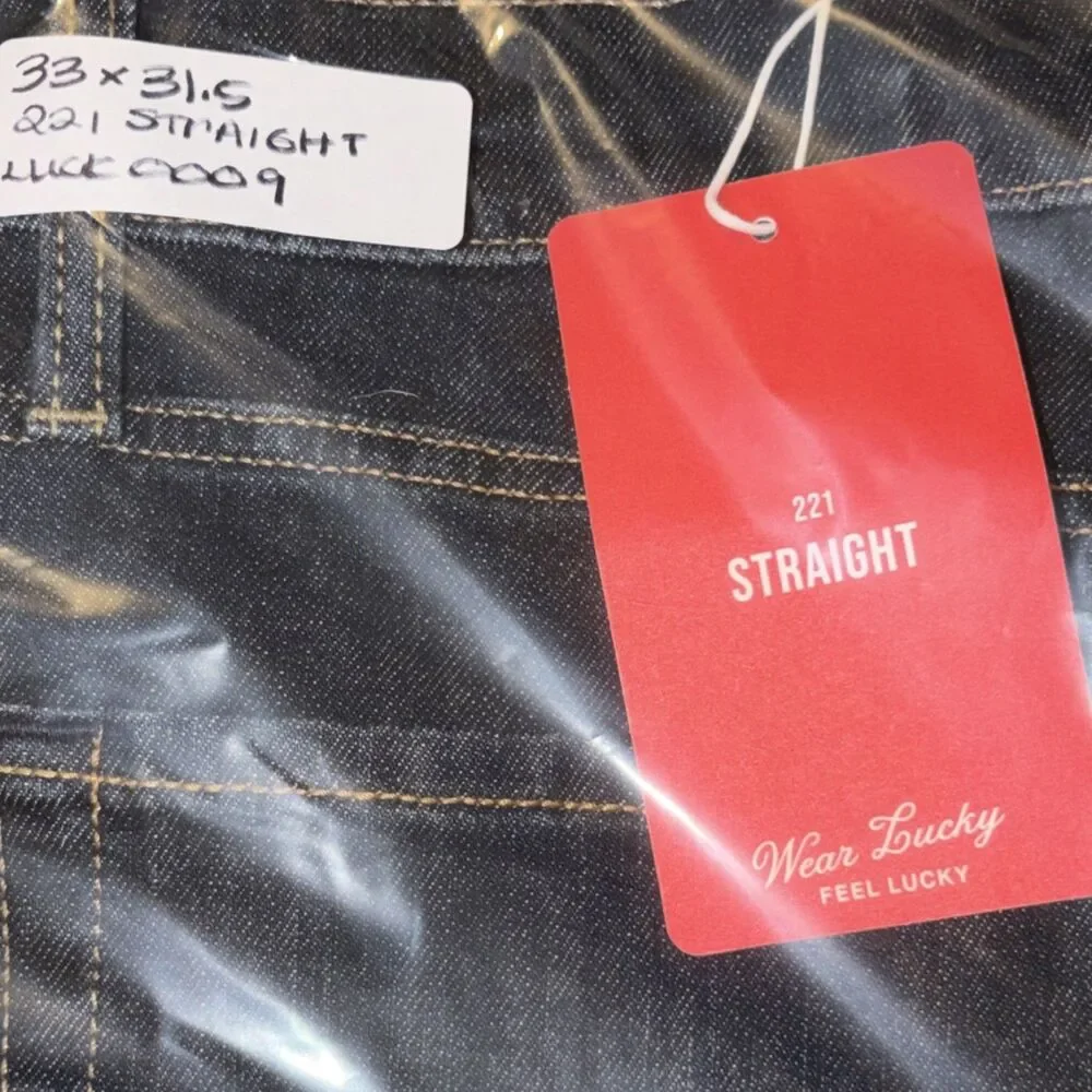 Lucky Brand Mens 221 Straight Jeans 33x31.5 Dark Wash Barite western rodeo